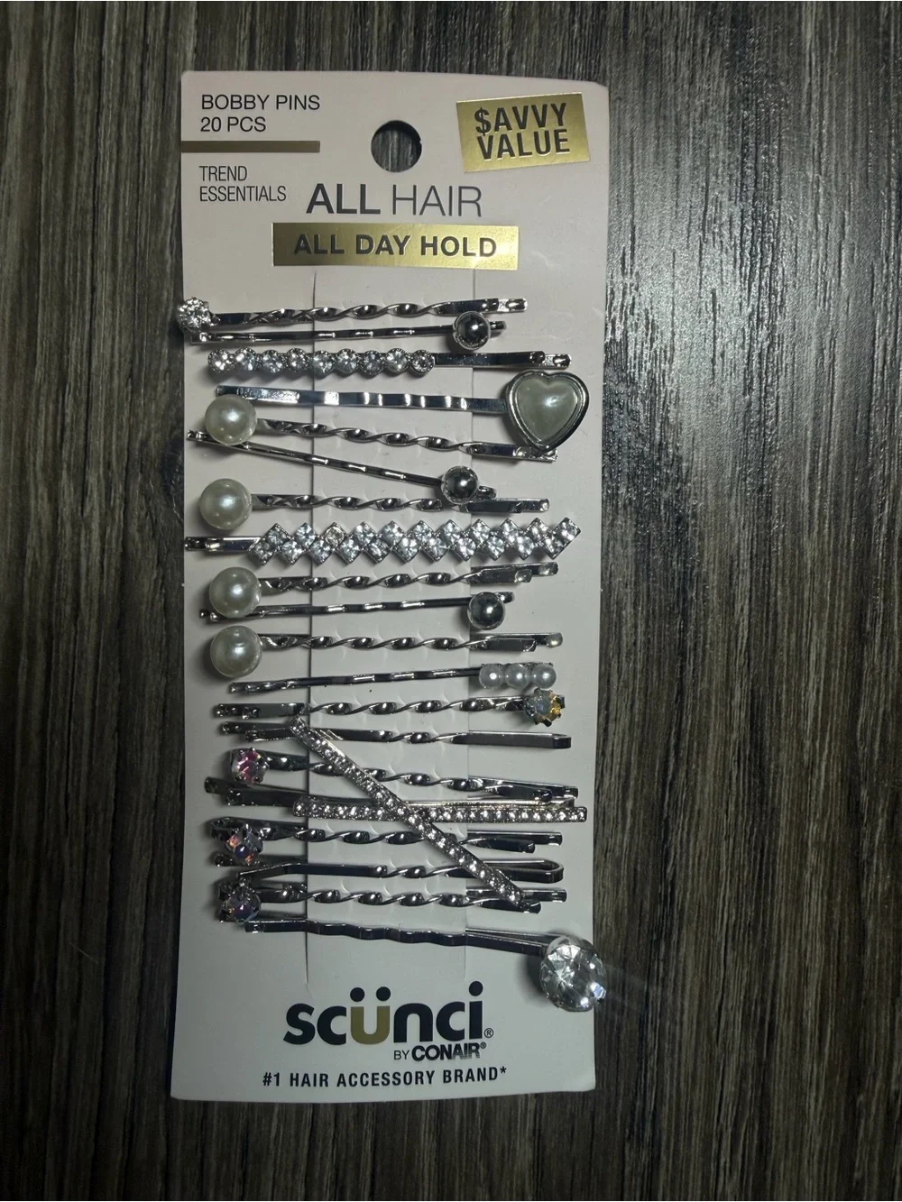 Scünci Silver Decorative Bobby Pin Set with Pearls & Crystals